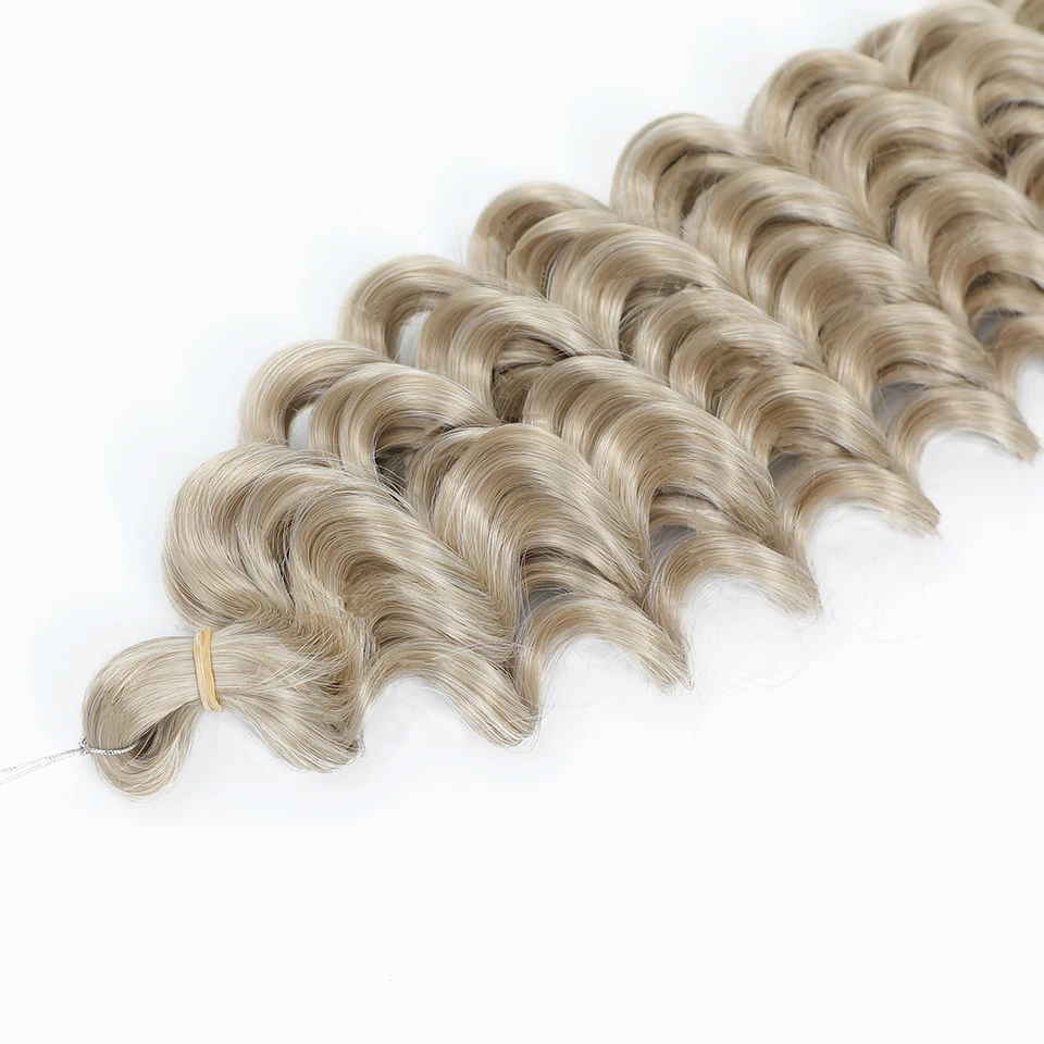 1-9 قطعة أومبير براون عميق متموج تويست تجديل وصلات شعر للنساء 24 بوصة الاصطناعية تجعيد الشعر الأفريقي موجة المياه الكروشيه الضفائر