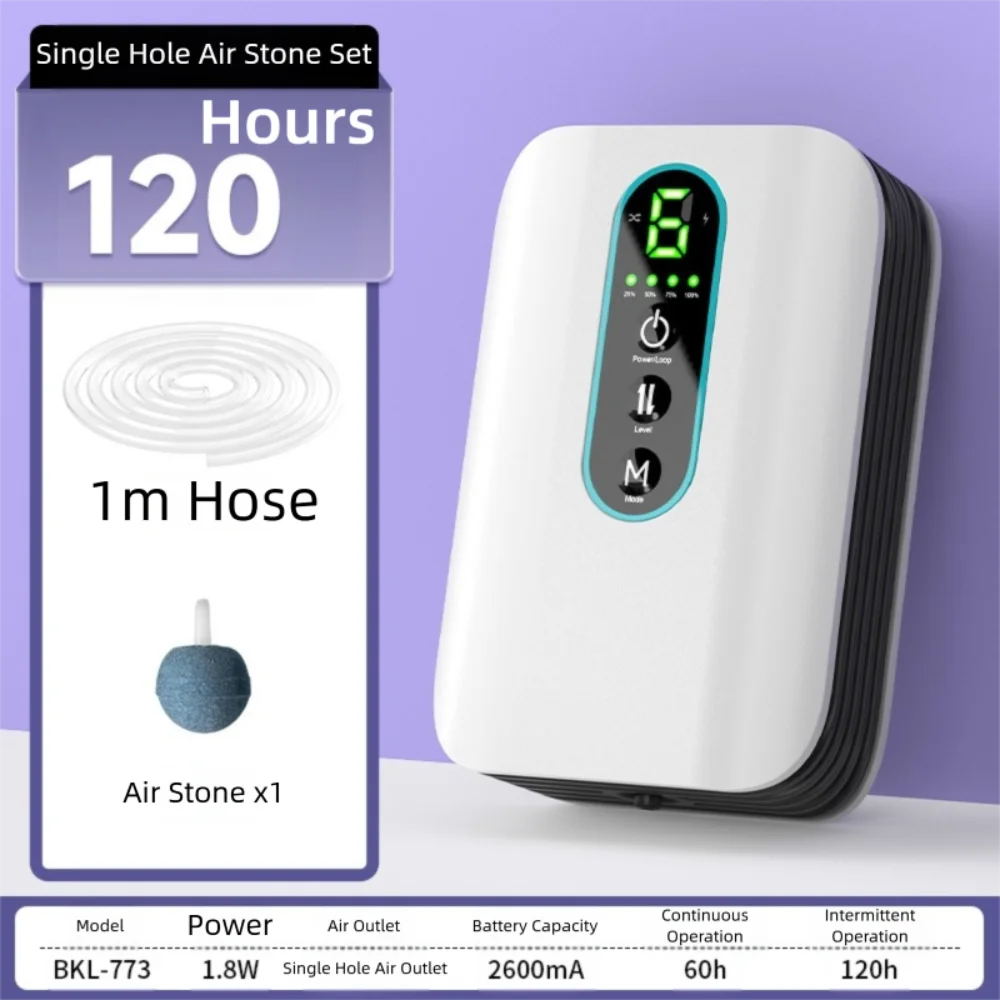 

Single/Double Hole Aquarium Oxygen Pump Rechargeable Waterproof USB Oxygen Pump Ultra Silent Dual-Purpose Fish Tank Air Pump