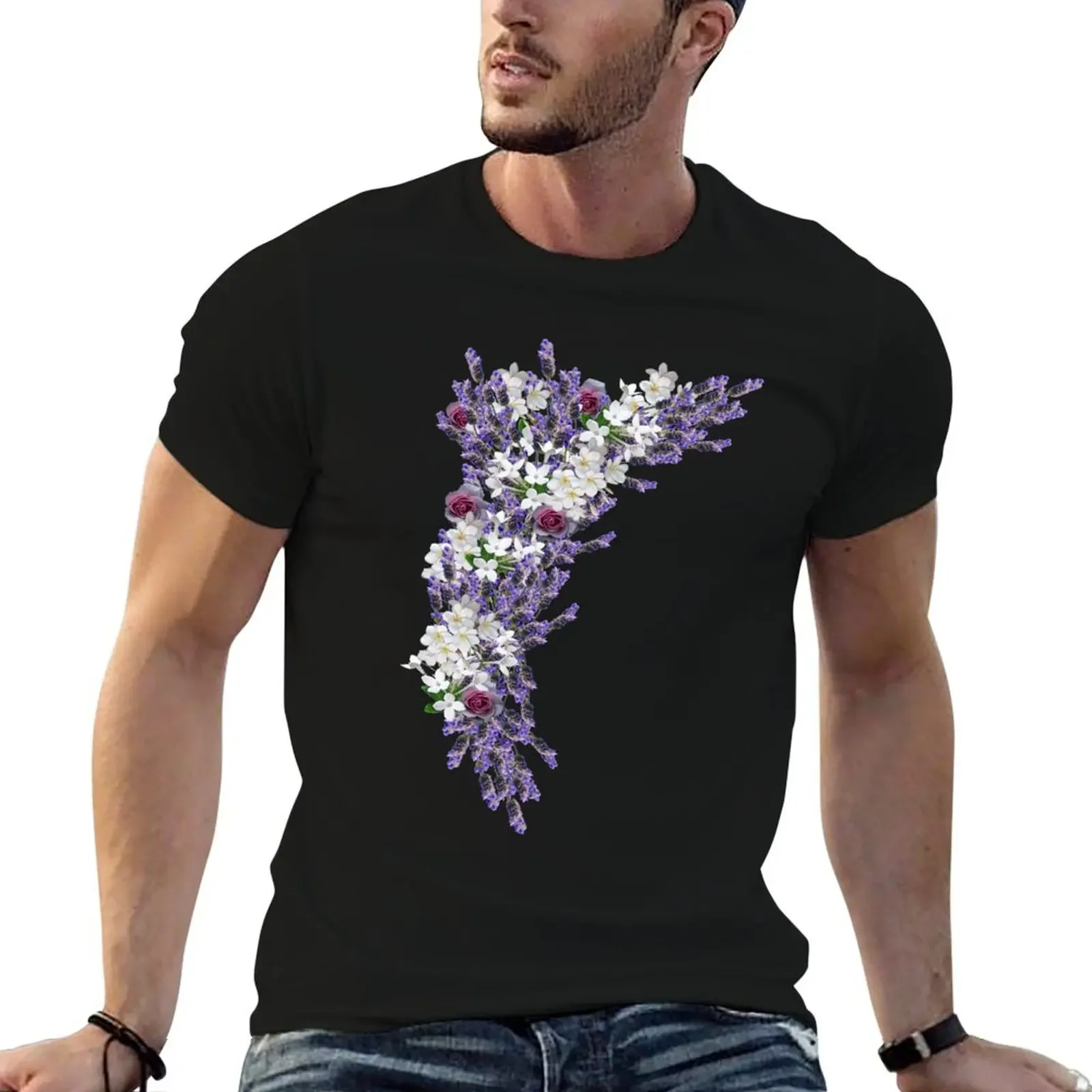 Tuberose & Lavender Blooms on Rose petals T-Shirt cheap stuff shirts graphic tee anime clothes kawaii clothes tshirts for men