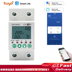 tuya smart life wifi Smart Energy Meter Power kWh Meter Earth Leakage Over Under Voltage Protector work with alexa smart home