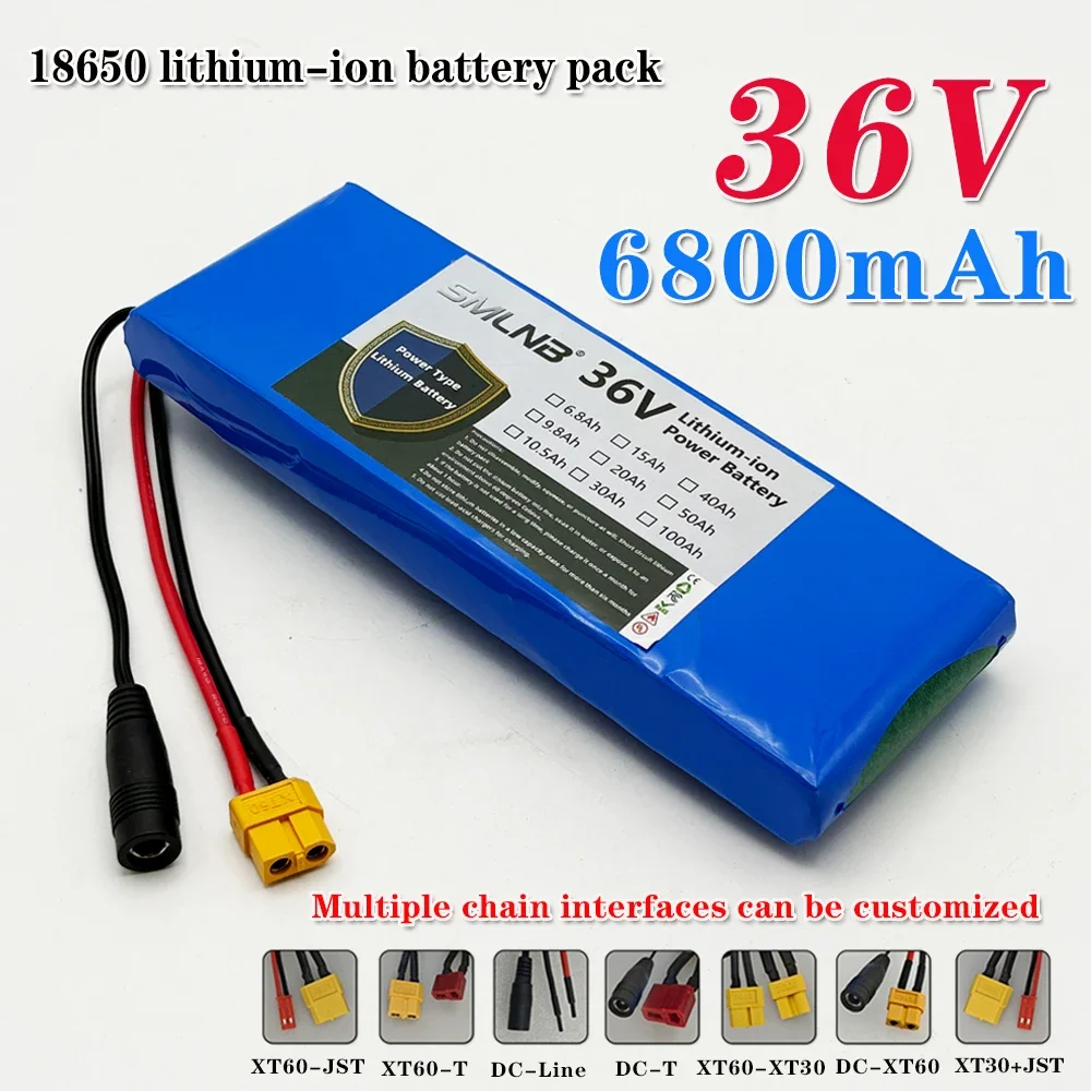 18650 rechargeable lithium-ion battery electric vehicle motorcycle 20A BMS 500W 10S1P high-capacity 36V 6800mAh battery pack