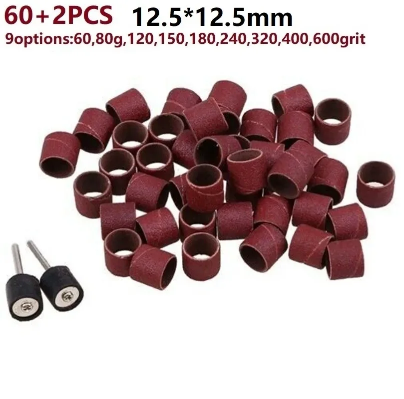 60pcs Sanding Drum Kit 60- 600 Grit &2pcs 1/2\