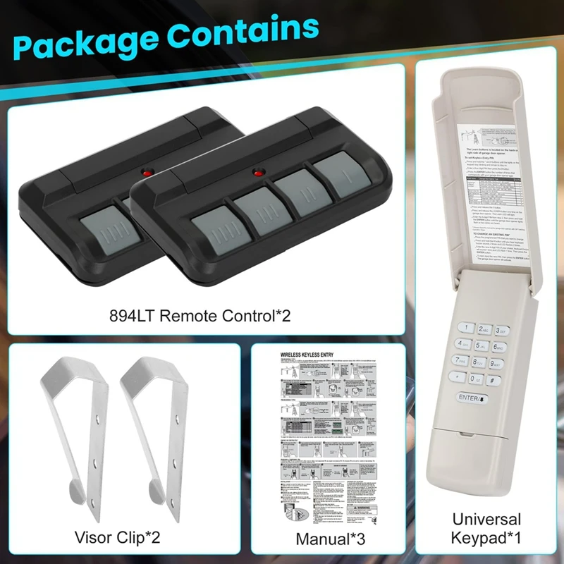 894LT Garage Door Opener Learning Keypad Remote Control, For Liftmaster/Chamberlain/Craftsman Garage Door Opener Remote