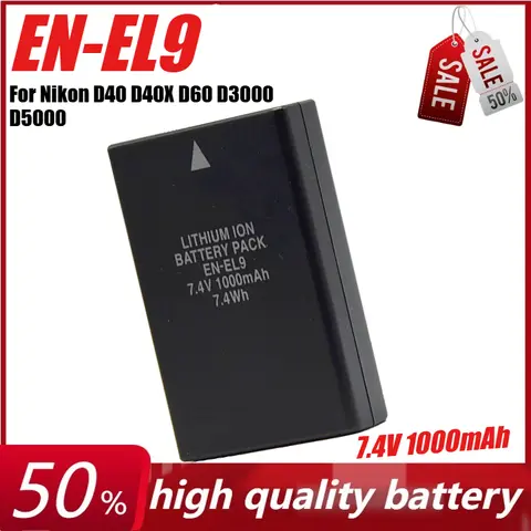 7.4V 1000mAh EN-EL9 Camera Battery for Nikon D40 D40X D60 D3000 D5000