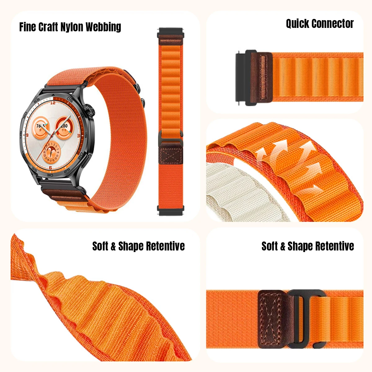 20mm 22mm Nylon Strap for Samsung Galaxy Watch 7 6 5 4 40mm 44mm Classic 47mm Sport Band for Huawei Watch GT7 7Pro GT6 GT5 46mm