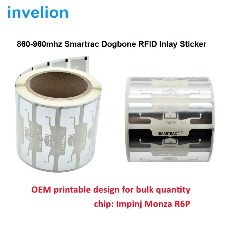 Race Result Chip Timing Cycling 860-960Mhz Passive Long Range Smartrac UHF Wet Inlay Dogbone RFID Tag With Impinj Monza R6P Chip