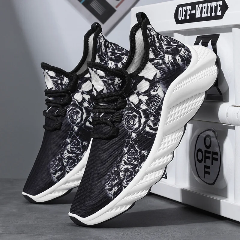 

Мужские кроссовки больших размеров с черной розой, легкие амортизирующие удобные кроссовки с дышащей подкладкой