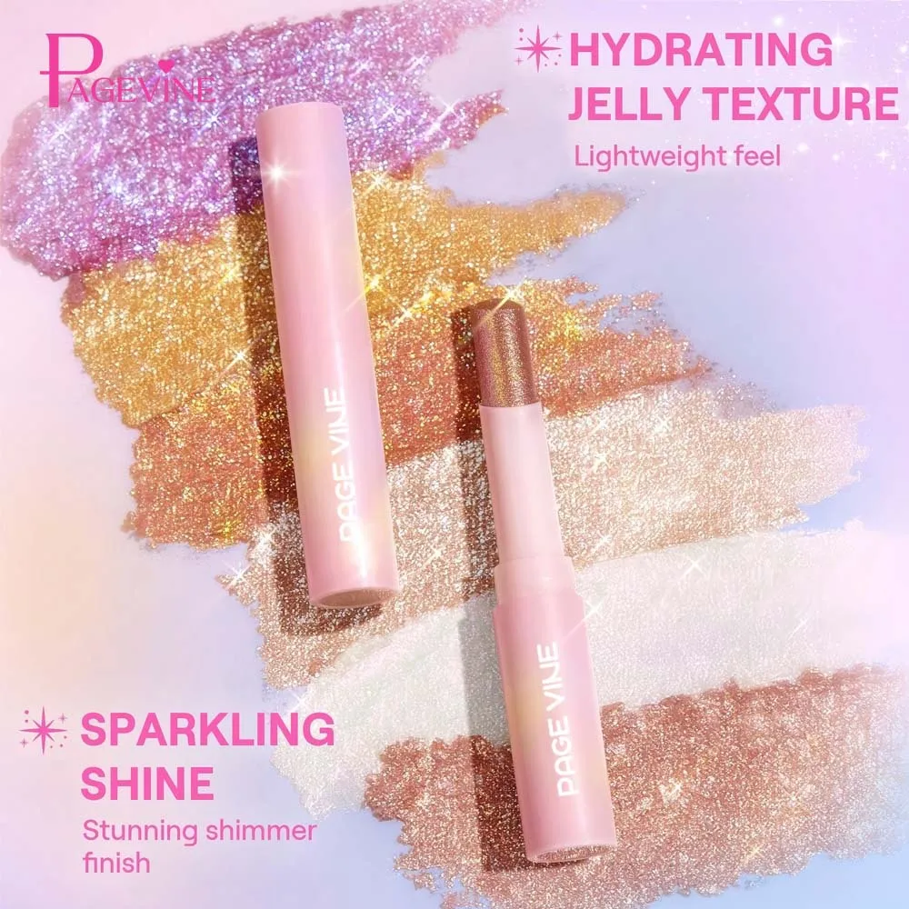 Crystal Jelly Highlighter Eyeshadow Stick Shiny Multi-colored Pearlescent Shimmer Lip Balm Sparking Shine Face Makeup