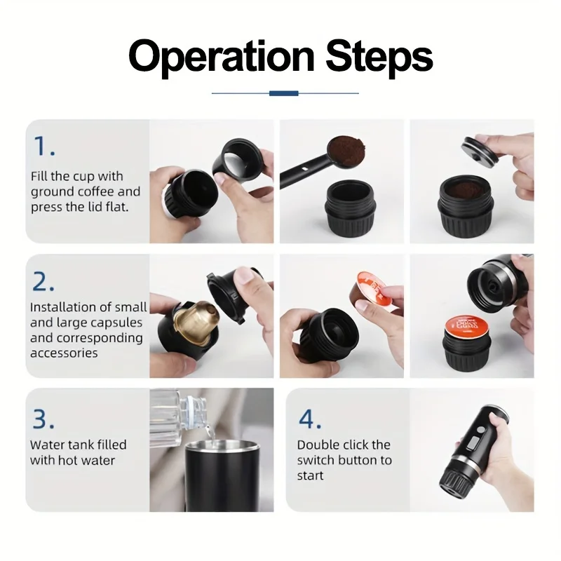 Portable High-Pressure Capsule Coffee Machine, Italian-Style Wireless Dual-Use for Outdoor Brewing with Coffee Powder or Capsule