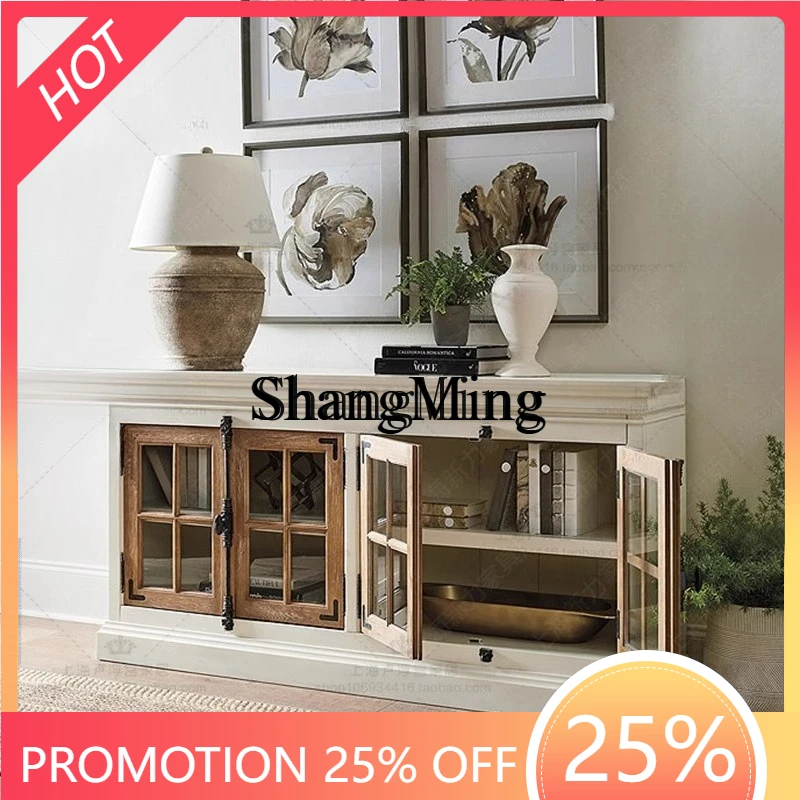 FG good-looking   solid wood simple floor-to-ceiling bookcase white dining edge glass door locker