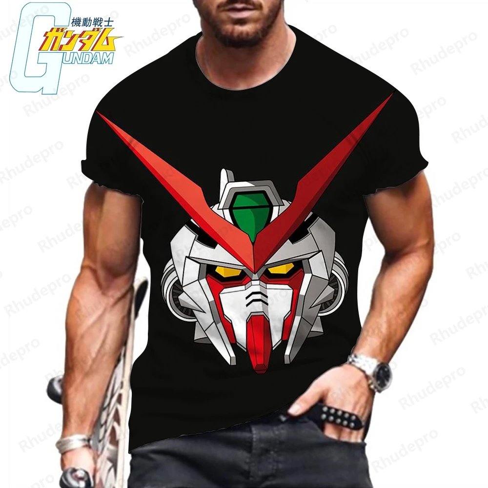 Camiseta masculina 5xl gundam hd impressão essencial anime roupas harajuku alta qualidade topos verão moda y2k oversized novo 2024