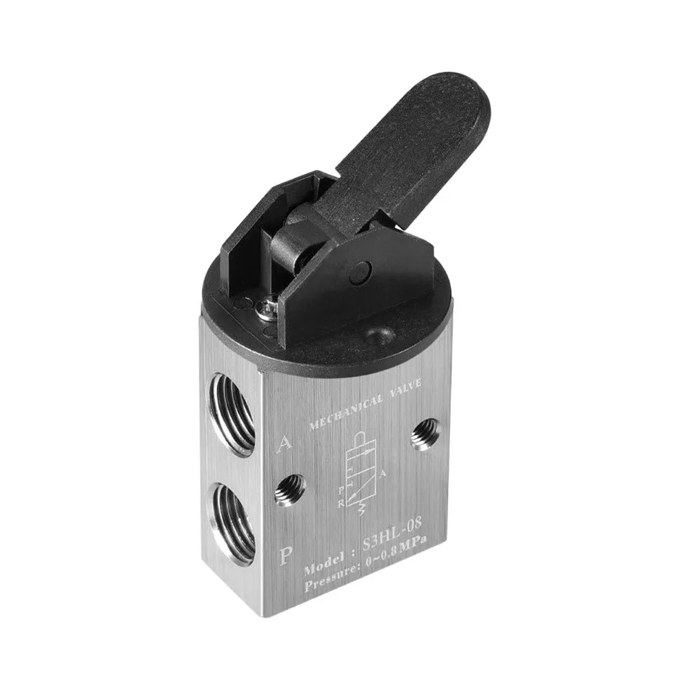 For 2 Position 3 Way Manual Valve S3HL-08 with 1/4 Port for Pneumatic Circuit Control and Auxiliary Pressure Regulation