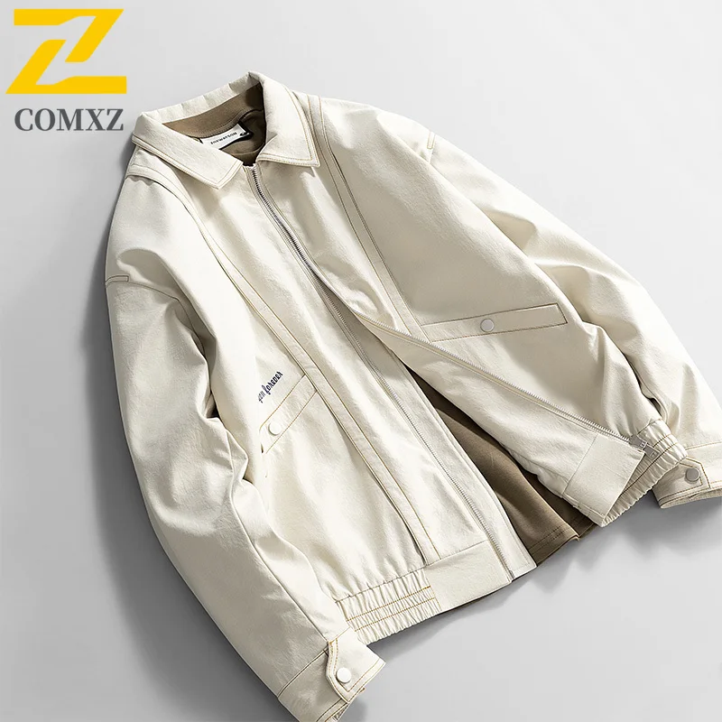 High Quality 2025 New Jacket Men's Brand Harajuku Style Solid Color Windproof Lapel Jackets Street Clothing Retro Loose Overcoat