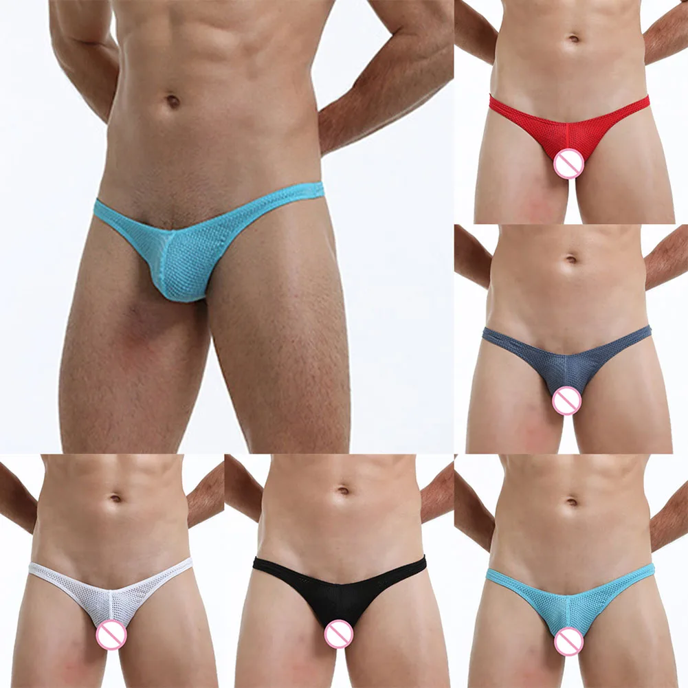 Сексуальные мужские стринги с выпуклым чехлом, стринги с низкой посадкой, супер мини-бикини, эластичное дышащее нижнее белье, эротические трусики