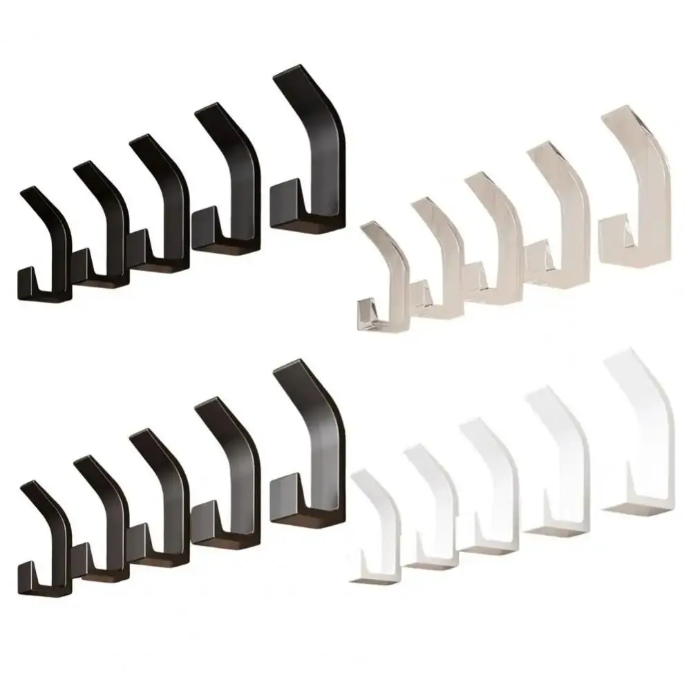 5Pcs/Set No Drilling Wall Hanging Hooks Clothes Towel Bathroom Kitchen Plastic Storage Hanger Self-adhesive Anti-slip