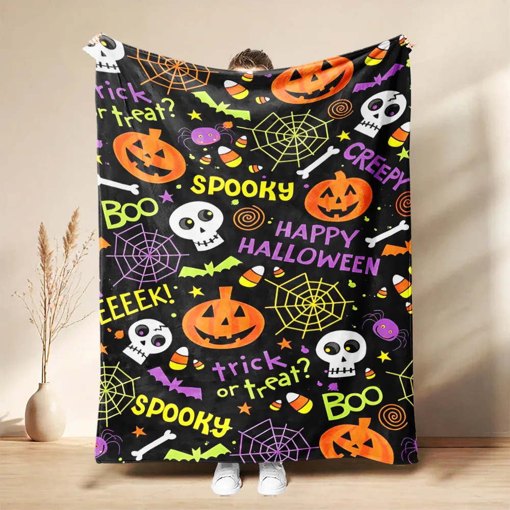 Halloween Flannel Blanket3D Printed Anime Ghost   Skin-Friendly Single Twin King Size for Halloween