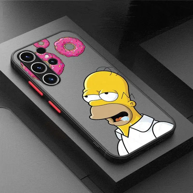 Simpsons Family Matte Case For Samsung Galaxy S24 S22 S23 S20 S21 FE S10 Plus Capa Note 20 Ultra 10 Lite Phone Fundas