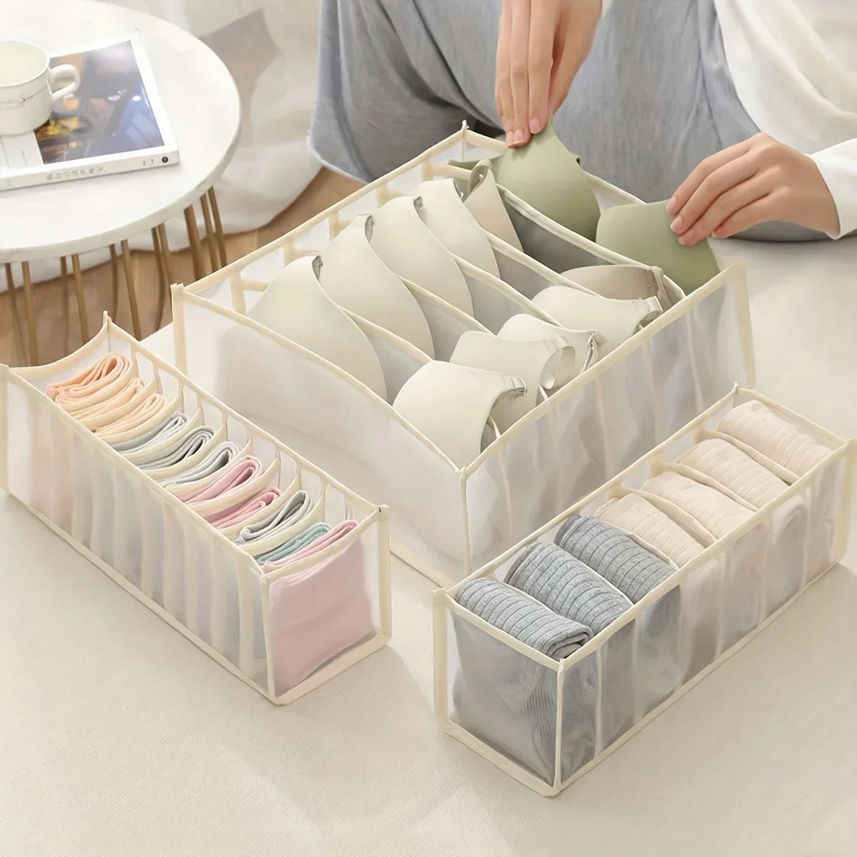 1 Stück – Schrank-Organizer für Socken, Zuhause, getrennte Unterwäsche-Aufbewahrungsbox, 7/9/11 Gitter, Jeans-BH-Organizer, faltbarer Schubladen-Organizer