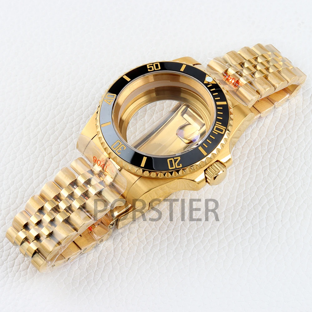 الذهب NH35 ساعة حالة 40 مللي متر الياقوت الزجاج 20 مللي متر اليوبيل سوار ل SUB GMT يخت ماستر NH34 NH35 NH36 NH38 حركة 28.5 مللي متر الطلب #5