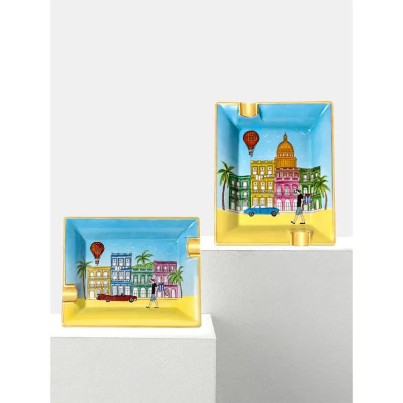 Cigar ashtrays, hand-painted