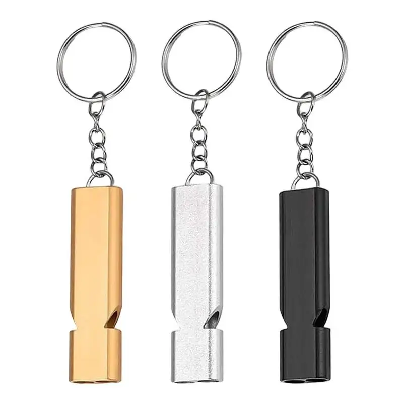 Double Tube Whistle Portable Aluminum Alloy Whistle Survival Whistle Loudest Outdoor Survival Whistle Keychain With Carabiner