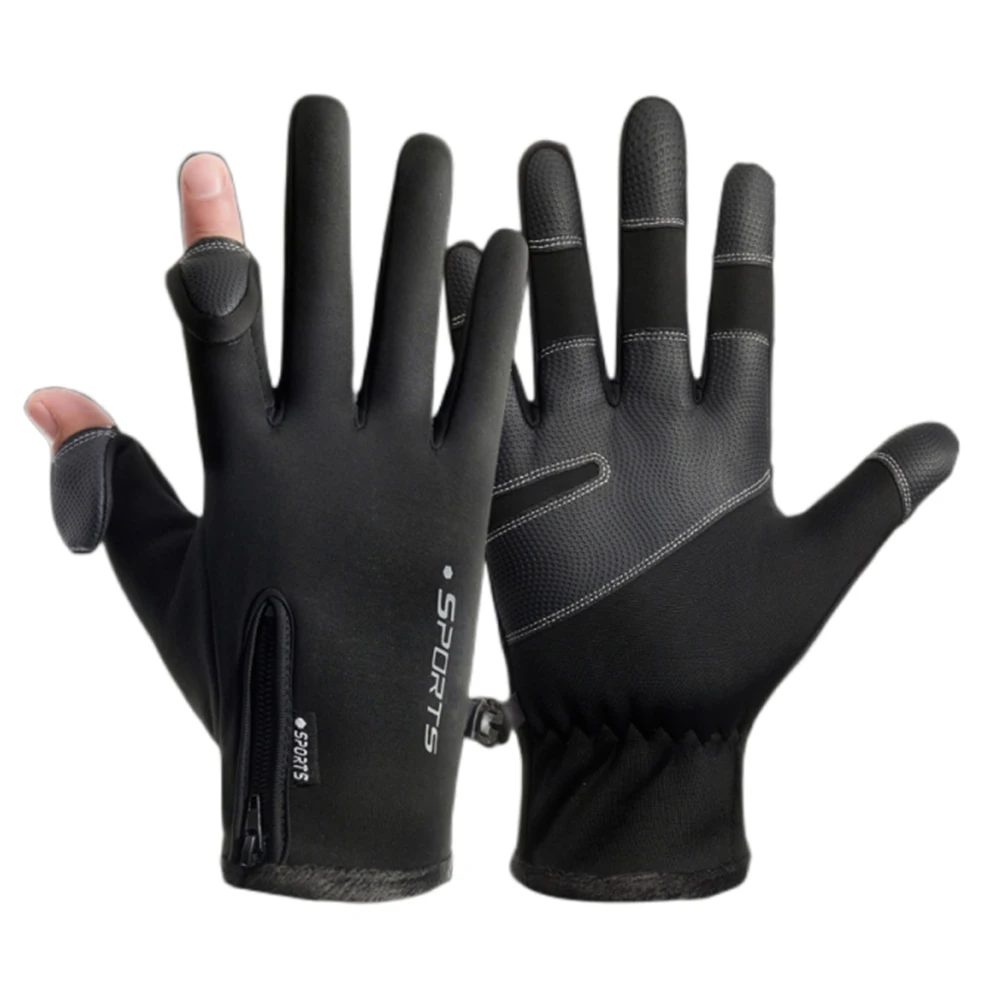 AliExpress Cycling Gloves Men Women Touch Screen Two-Finger Flip-top Gloves Autumn Winter Fleece Water-Repellent Windproof Zipper Gloves