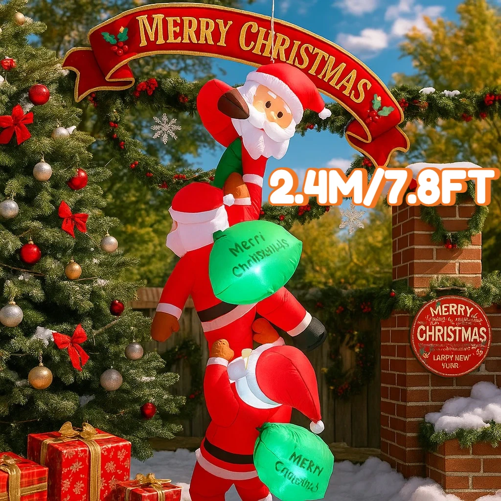 2.4M/7.8FT Inflatable Santa Claus Climbing Light Lights LED Home Toys Yard Xmas Supplies Outdoor Prop Holiday Lighting Decor