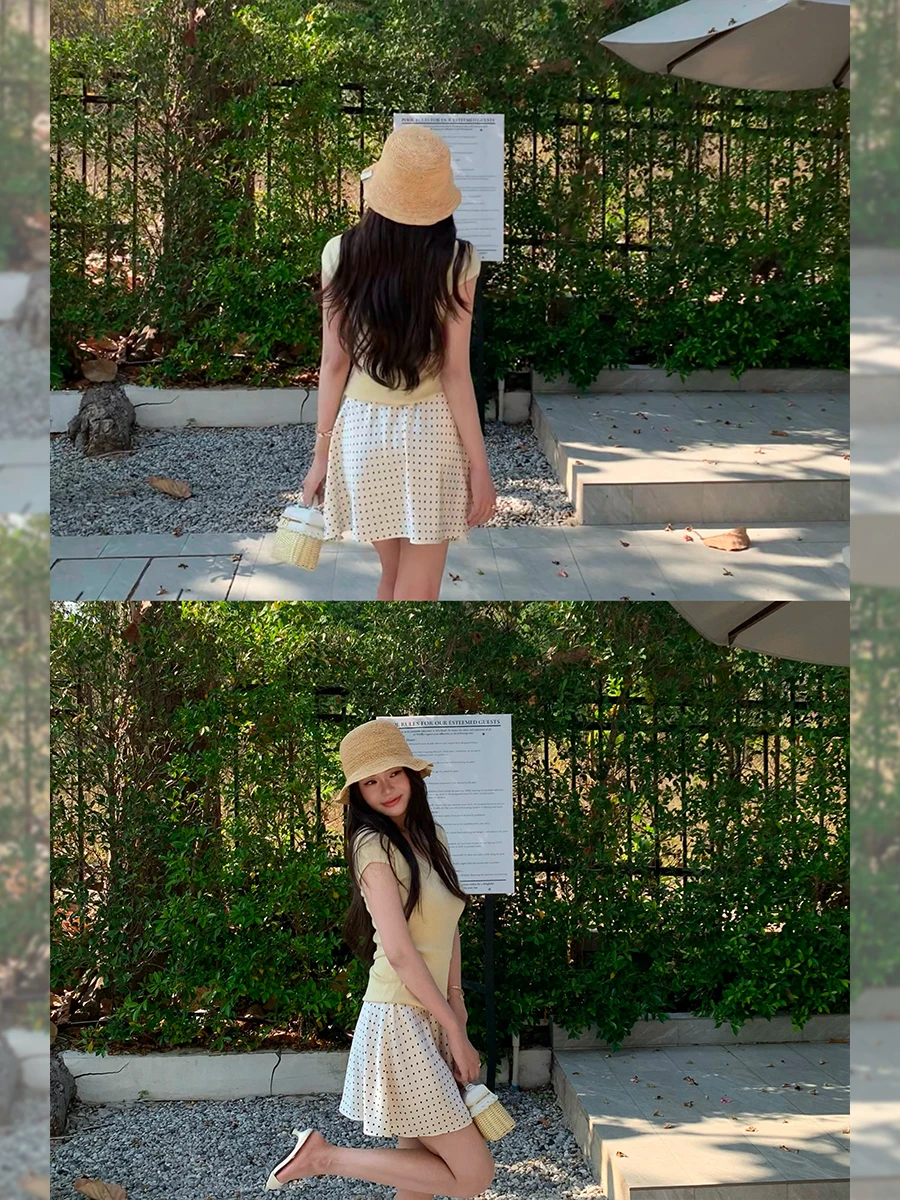 

Lazy Zoe Summer Short Sleeve V-Neck Knitted T-Shirt Women's Slim Fit Soft Wool Casual Style Breathable Short Length Top