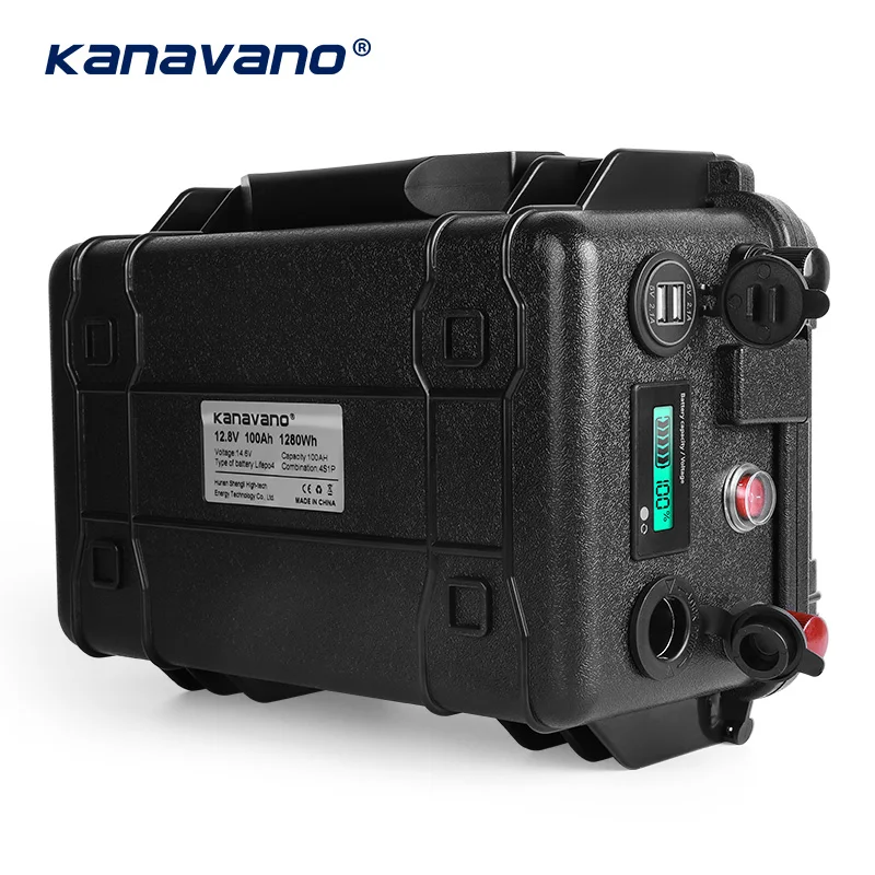 Kanavano 12.8V 100Ah LiFePO4 Akumulator Wbudowany Bluetooth BMS 12V 40Ah Wodoodporny do Solar Camper Yacht Inverter Engine Moto