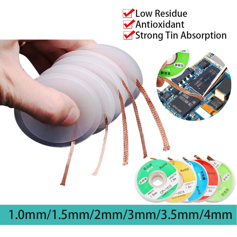 DIY 2mm  3mm 3.5mm  Length Desoldering Braid Welding  Point Solder Remover Wire Soldering Wick Tin