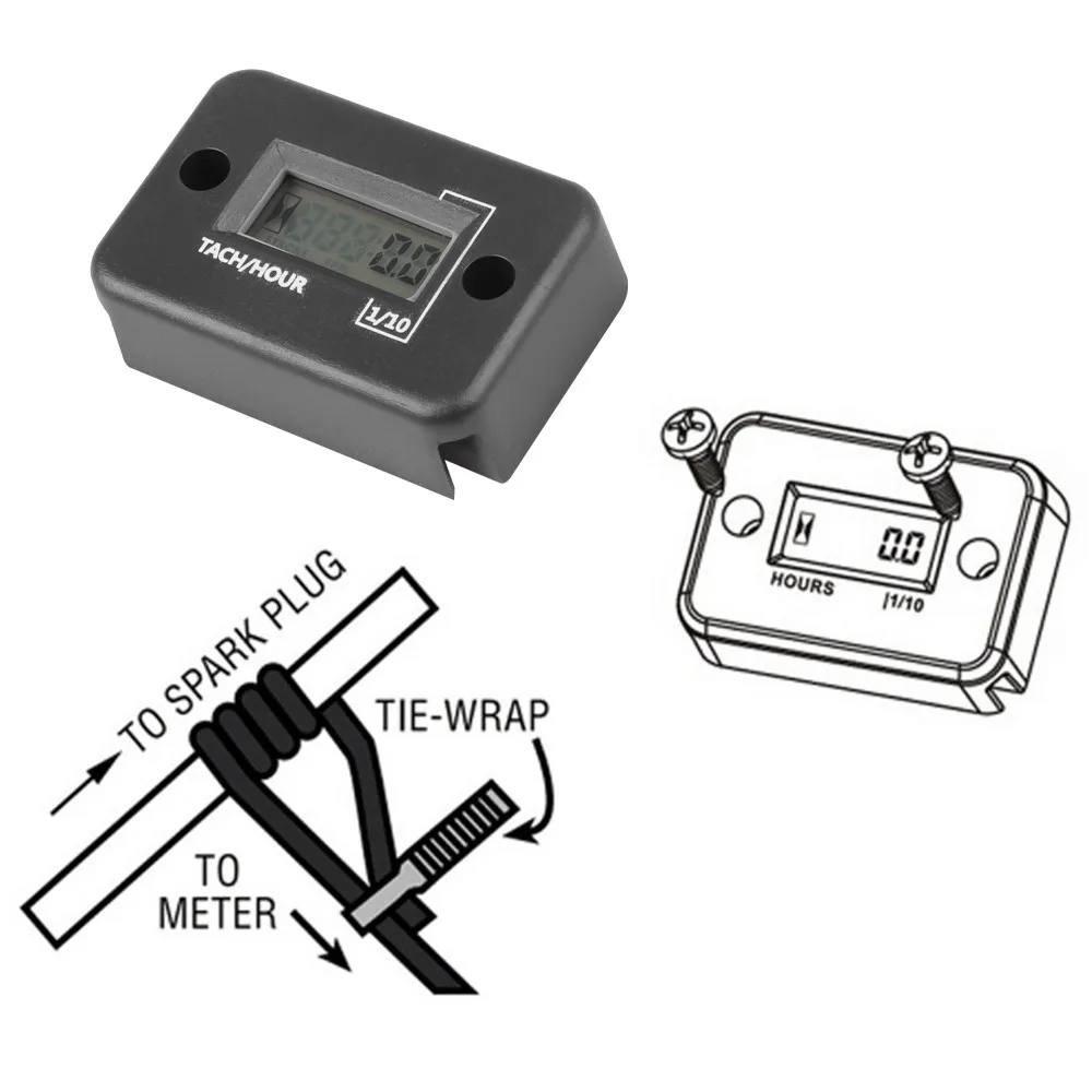 Digital Engine Tach Hour Meter Tachometer Gauge Engine RPM LCD Display For All 2 Or 4 stroke Gasoline Engine For Motorcycle SUV