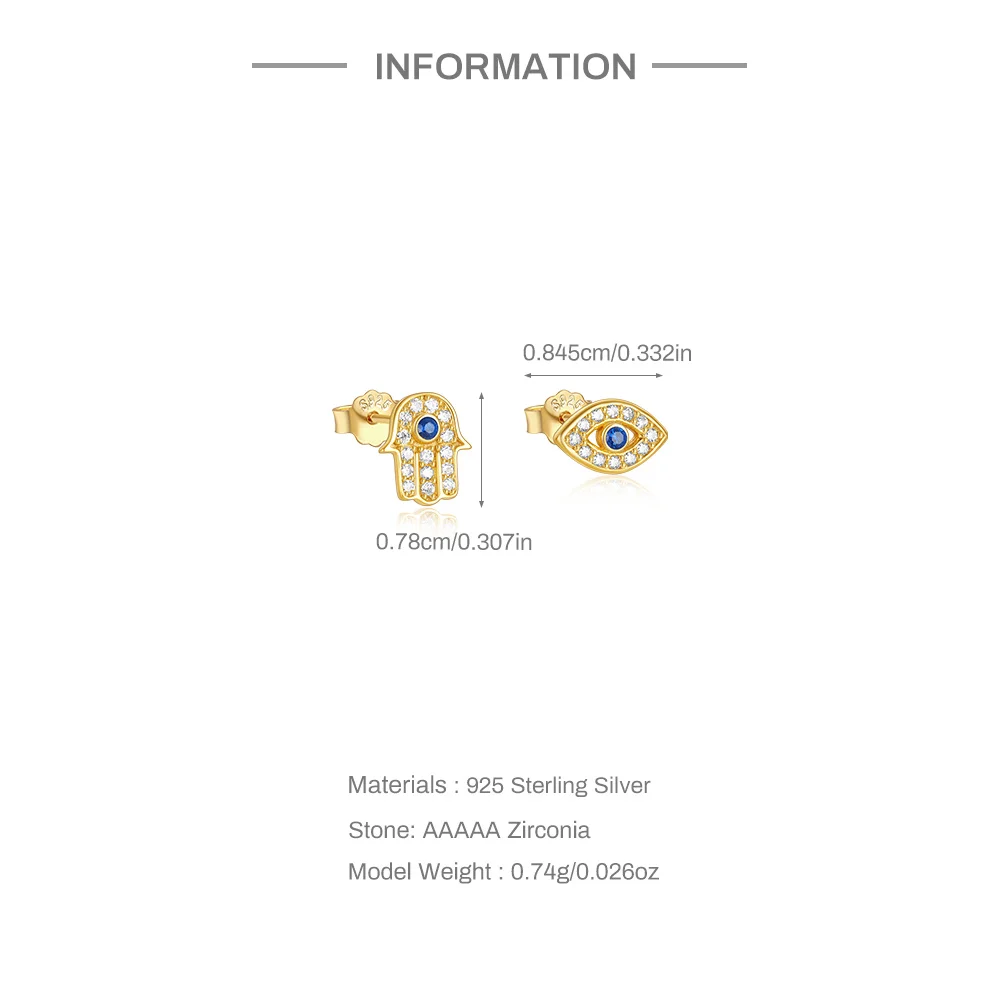 Aide Turkey Evil Eye Stud Earrings For Women Zircon Crystal Jewelry 925 Sterling Silver Punk Vintage Chain Earrings Female Gift