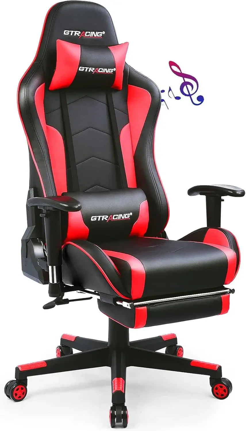 Gaming Chair with Footrest Speakers Video Game Chair Bluetooth Music Heavy Duty Ergonomic Computer Office Desk Chair