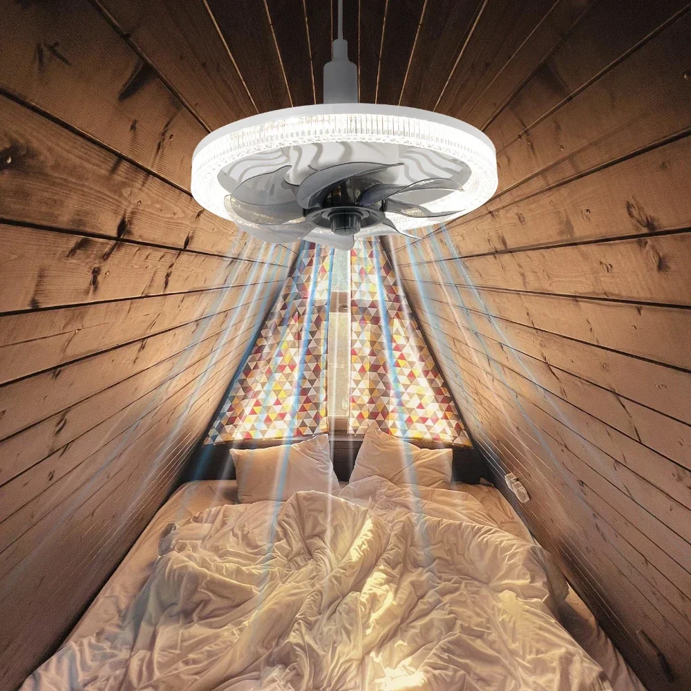 Smart Remote Control Ceiling  Fan With Lights and E27 Converter Base LED Lighting For Living Room