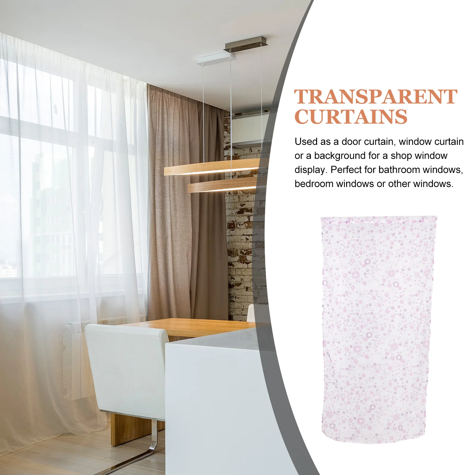 Zasłony przezroczyste 100x200 cm, fioletowy wzór kwiatowy, woal, tiul, do sypialni, łazienki, dekoracja okien i drzwi, panel zasłonowy.