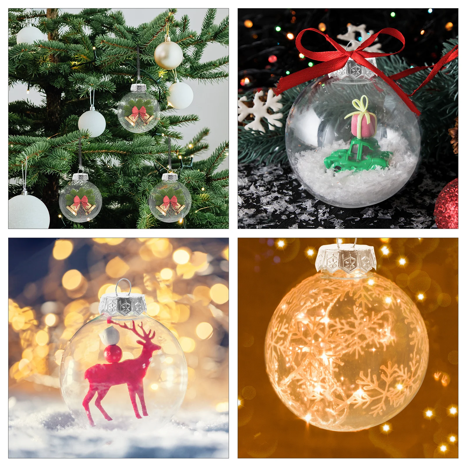 

12pcs Transparent Ornaments Clear Fillable Plastic Capsules For Christmas Wedding Party Diy Clear Fillable Ball Decor Crafts