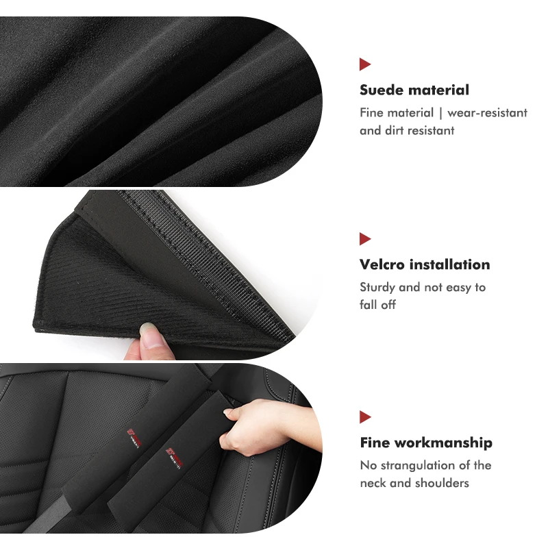 Car Safety Seat Belt Shoulder Cover Suede Protection Padding Pad For Ford ST Racing RS S Mustang Kuga Fiesta Fusion Mondeo Edge view 5