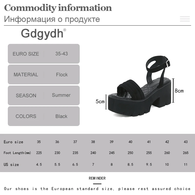 Gdgydh Faux Suede Women\'s High Platform Sandals Chunky Block Heels Open Toe Ankle Buckle Strap Backless Shoes for Party