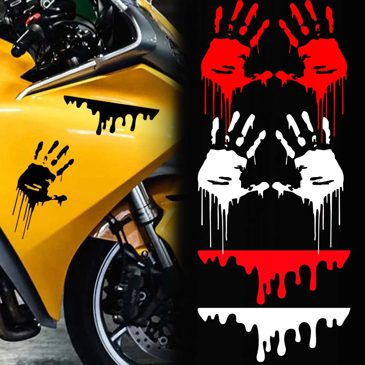 Palms Print Blood Drip Reflective Motorcycle Stickers Moto Bike Helmet Fuel Tank Windshield Decorative Vinyl Decals Accessories