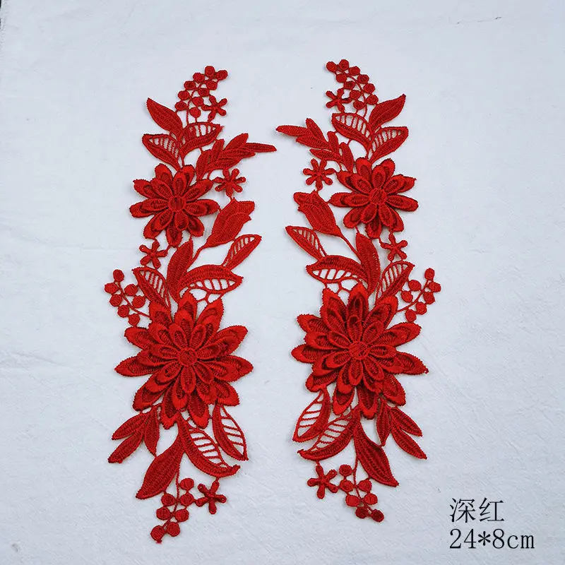 5 Pieces Stage Performance 3D Flower Applique Water Soluble Multicolor Lace for Kids 25x9cm