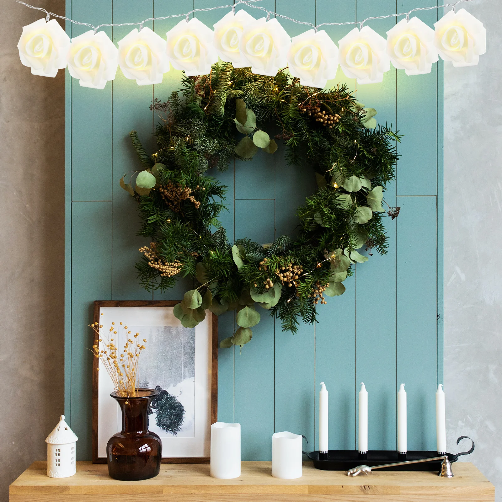 

3 Meter 20 LED Rose Flower String Light Festive Illumination for Christmas Birthday Anniversary Celebration Indoor Outdoor Use