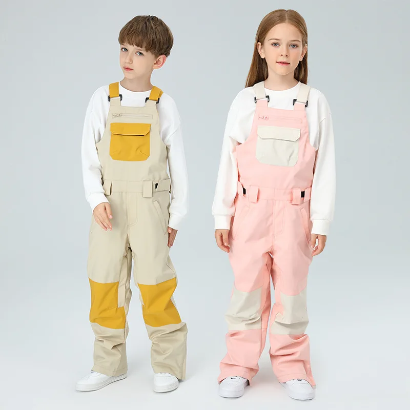 SEARIPE Overall Bib Ski Tahan Air Anak untuk Anak Laki-Laki & Perempuan-Celana Salju Tahan Angin Terisolasi dengan Lapisan Termal untuk Olahraga Luar Ruangan