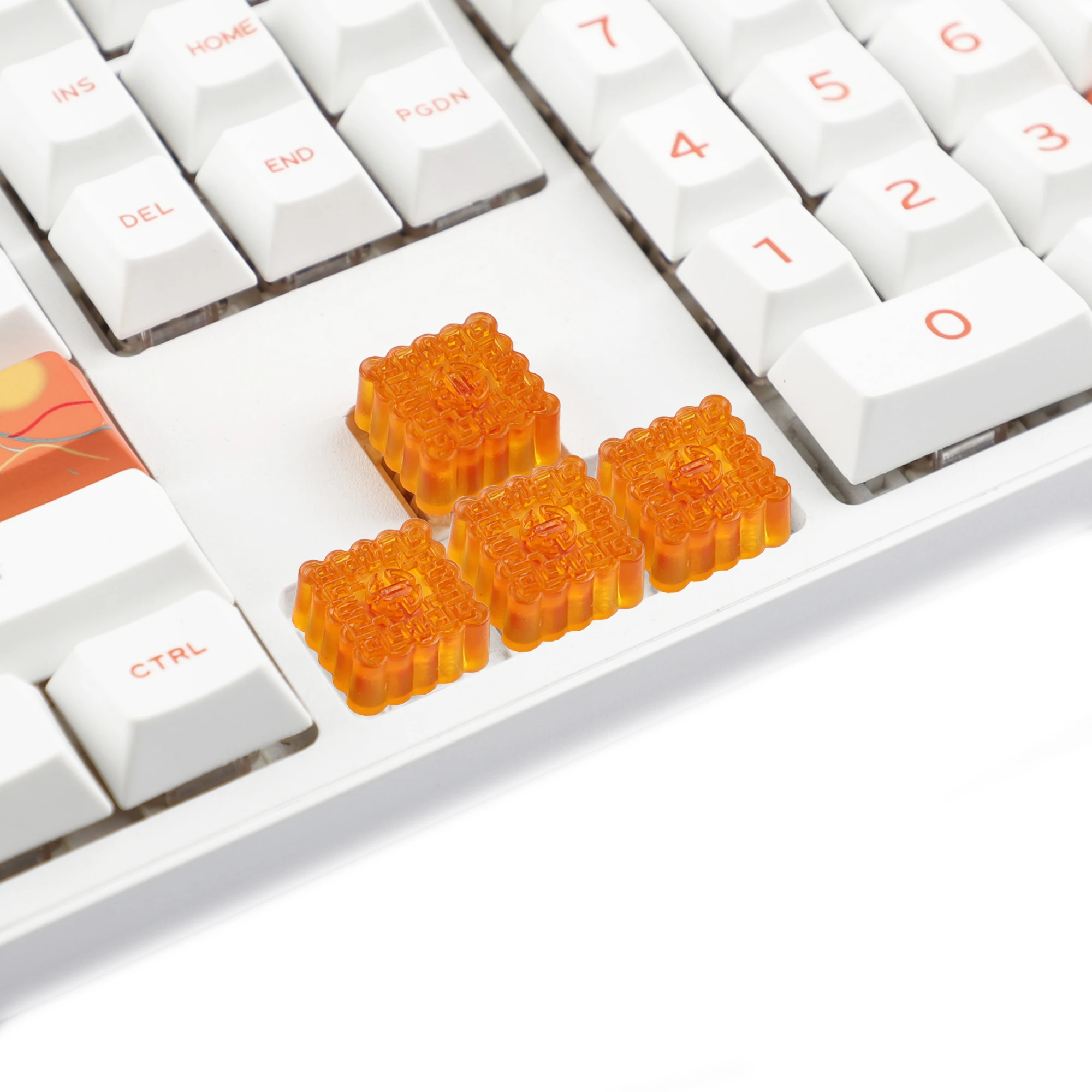 YMDK Cute Mooncake Theme 1pcs 4pcs Food Keycap Shine Through Personalized Custom Resin Keycaps for MX Mechanical Keyboards