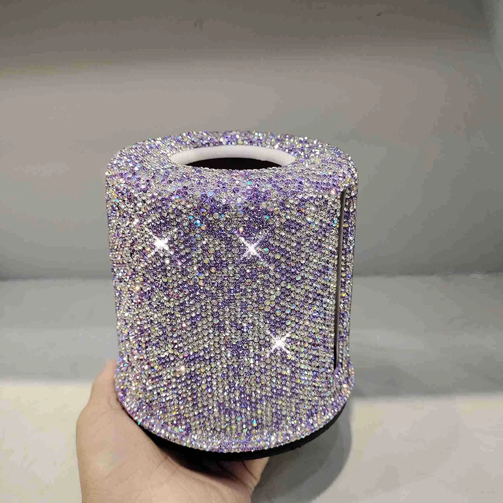 Luxury Tissue Holder Tissue Box Bling Diamond Round Paper Towel Dispenser Roll Toilet Paper Holder Home Toilet Accessories baño