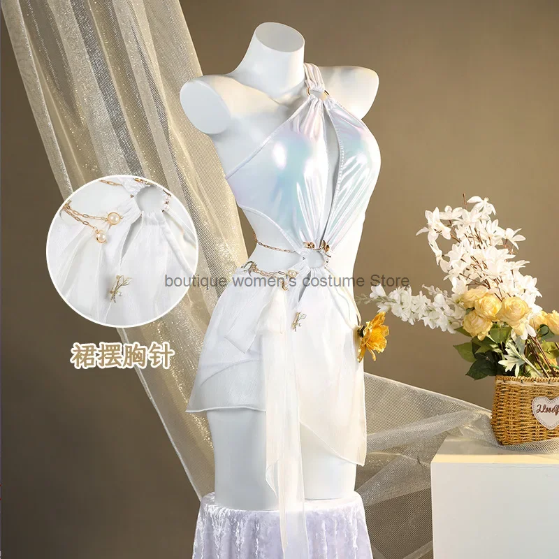 Naraka: Bladepoint Cosplay Costume Ji Yingying Dress Eternal Tribulation Season Swimwear Summer White Sun Coswear Game Clothing