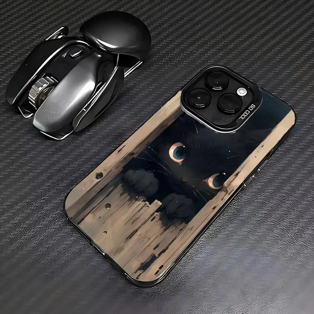 

Black cat case for iPhone17 16 15 14 13 12 11 Pro/ Max/Plus shock-proof rear cover anti-fingerprint