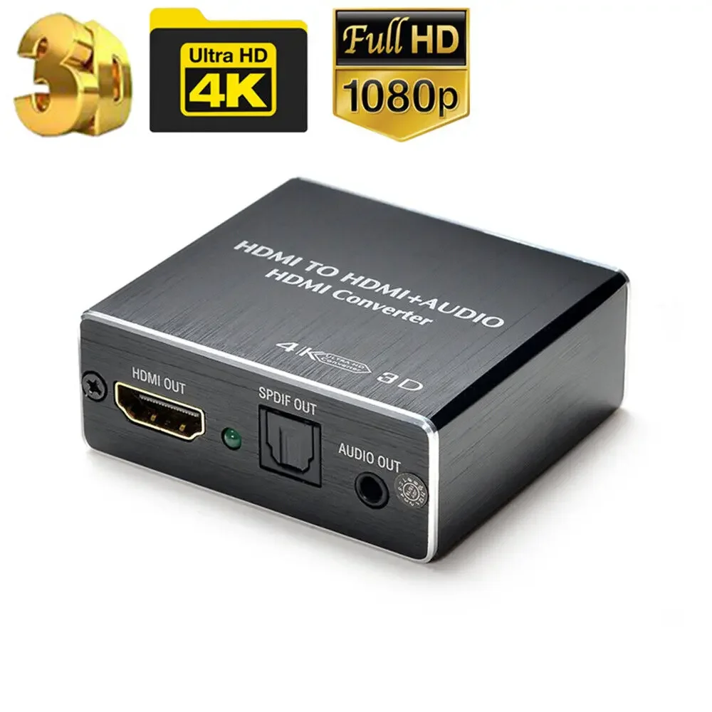 4K*2K HDMI-kompatybilny stereofoniczny ekstraktor audio Adapter konwertera HDMI-kompatybilny na HDMI-kompatybilny + optyczny SPDIF 3,5 mm dla PS4