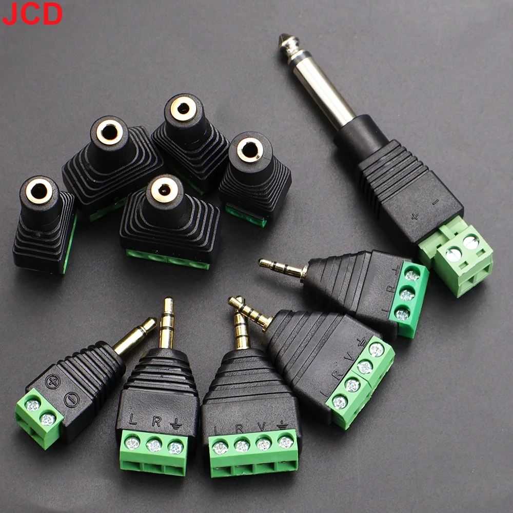 JCD 2pcs 3.5mm 2.5mm 2/3/4 Pole Male Plug / Female Socket To Screw Terminal Connector Mono/Stereo 1/8 Inch Headphone Audio Jack
