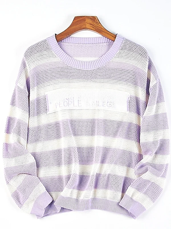 

Корейский вязаный свитер в полоску с буквенным принтом, женский свободный длинный свек, весна-осень, винтажный дизайн, ленивый топ