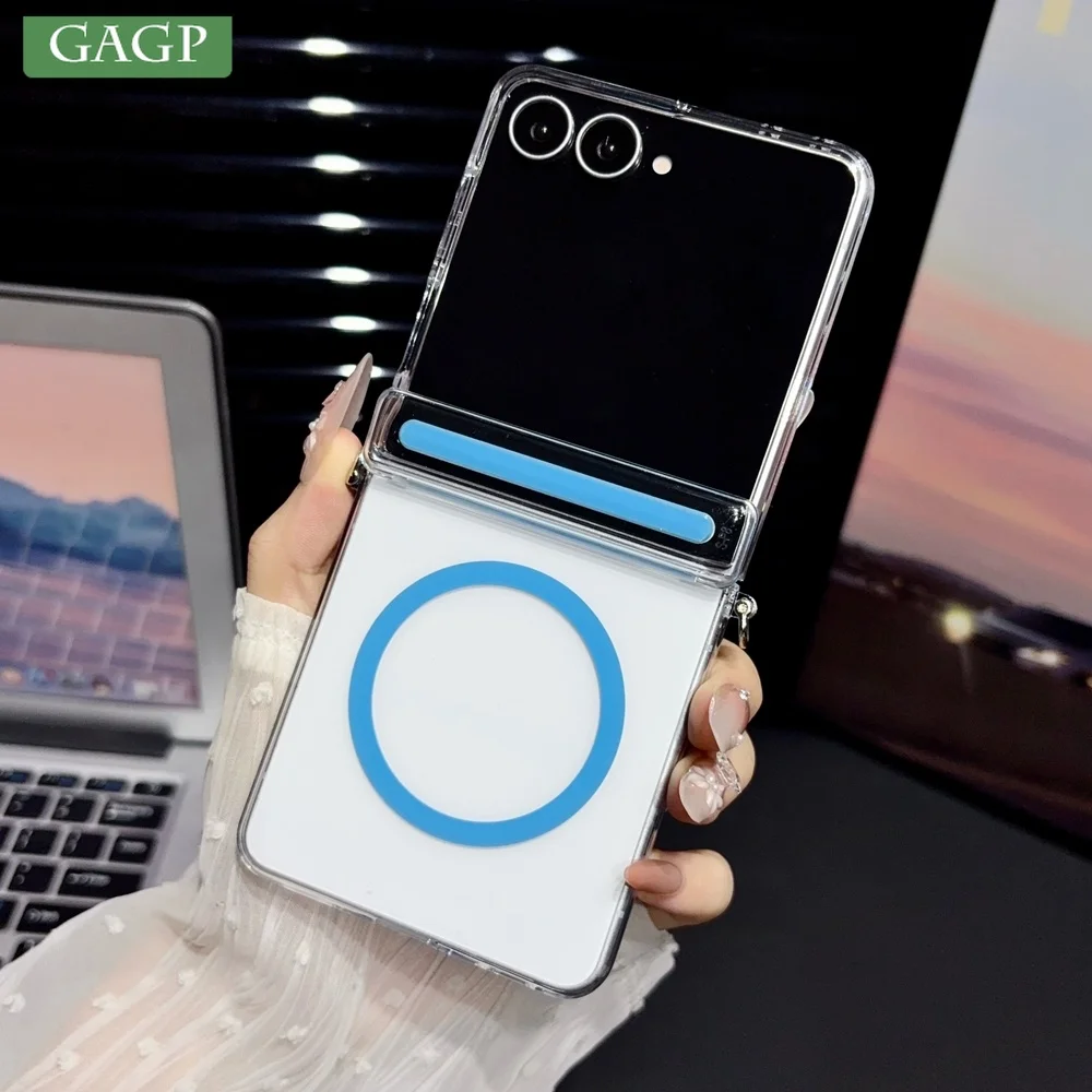 Luxury Transparent Hinge Protection Magnetic for Magsafe Phone Case for Samsung Galaxy Z Flip 8 7 Flip7 Flip8 Shockproof Cover